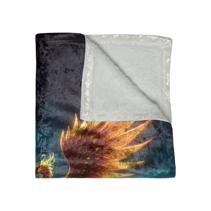 Phoenix Rising Crushed Velvet Blanket - Cozy Art for Home Decor